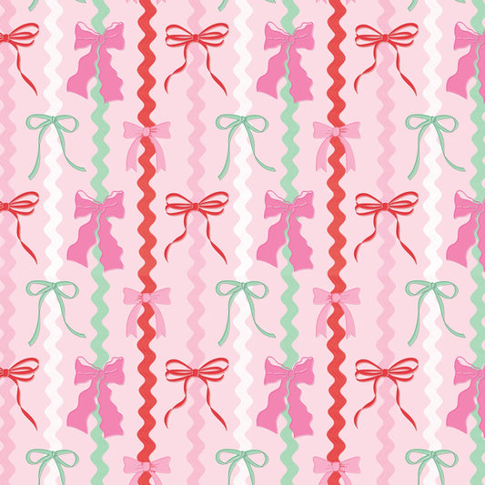Christmas Gingerbread Bows Wrapping Paper - Roll of 3 Sheets