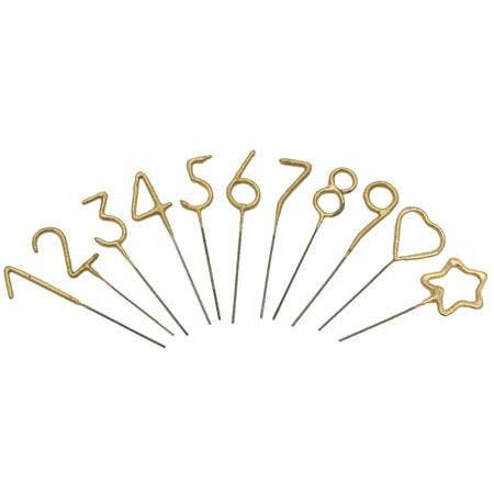 Mini 4" Gold Number Sparkler Wand Card - Singles