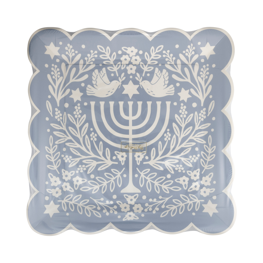 Floral Menorah Plate