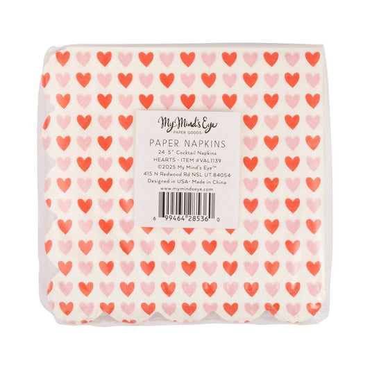 Hearts Scalloped Cocktail Napkin