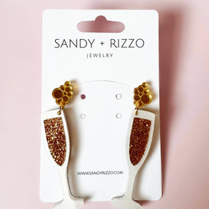 Cheers! Gold Acrylic Champagne Dangle Earring🥂