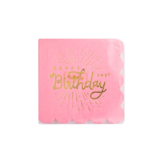 Happy Birthday Pink Napkin