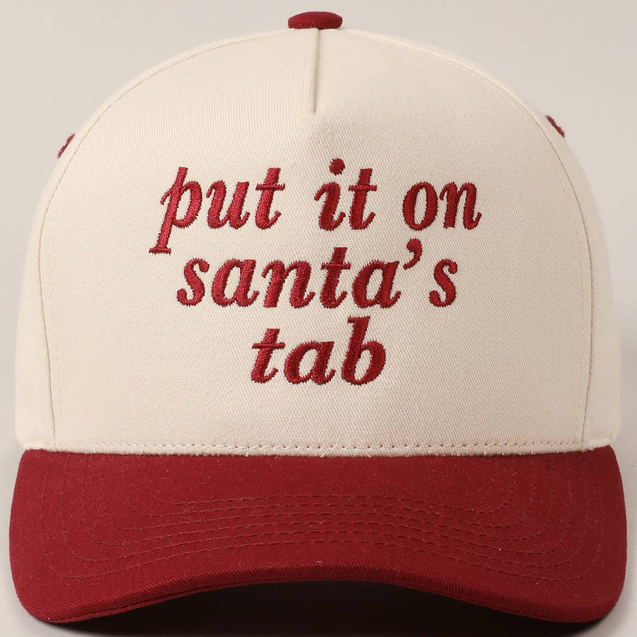 Put It On Santa's Tab Text Embroidery Baseball