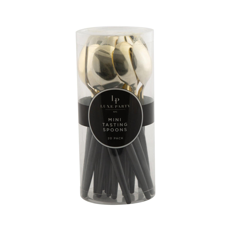Black and Gold Plastic Mini Spoons