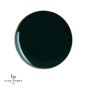 Round Emerald • Gold Plastic Plates | 10 Pack: 10.25