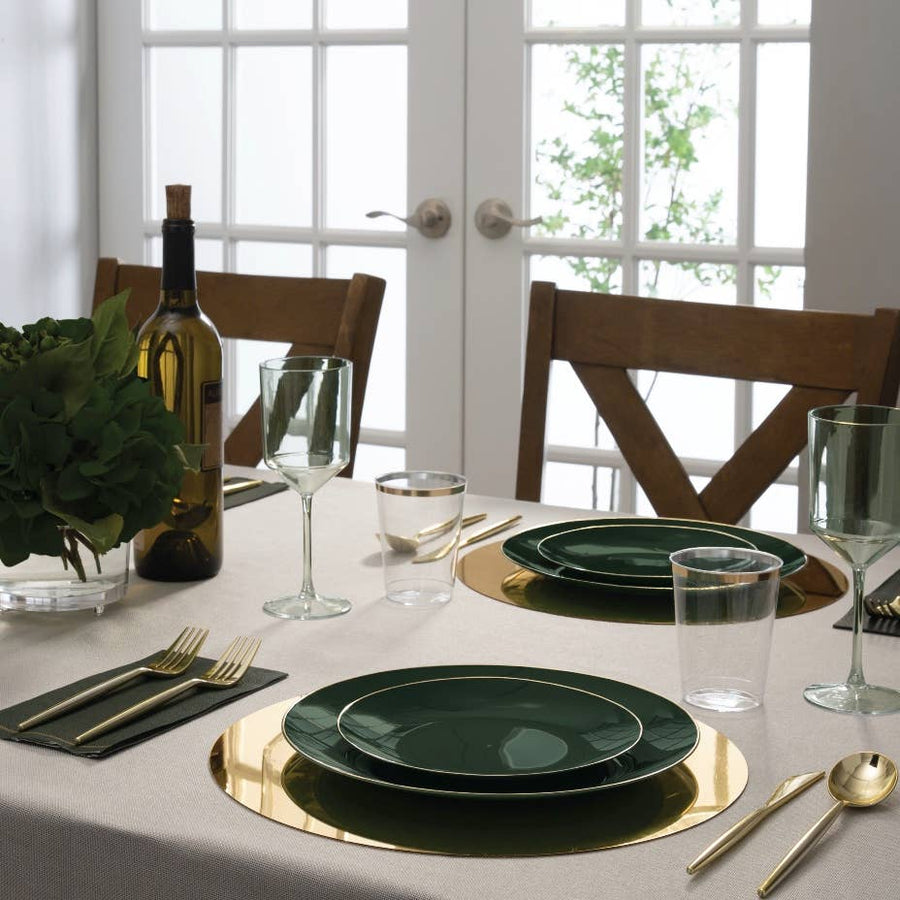 Round Emerald Gold Plastic Plates