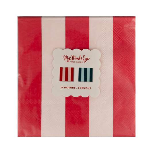 Red & Pink Green and Mint Striped Napkin