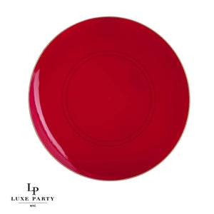 Red • Gold Round Plastic Plates | 10 Pack: 10 Plastic Plates, 7.25