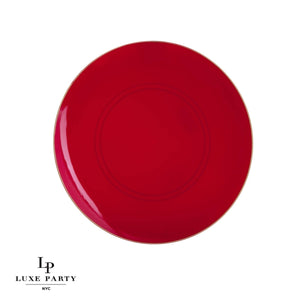 Red • Gold Round Plastic Plates | 10 Pack: 10 Plastic Plates, 7.25