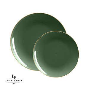 Round Emerald • Gold Plastic Plates | 10 Pack: 10.25