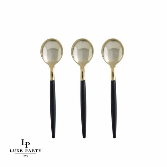 Black and Gold Plastic Mini Spoons