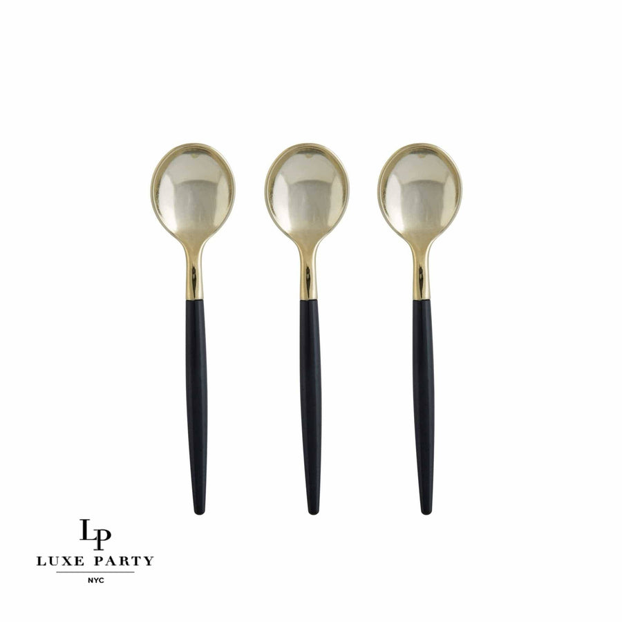 Black and Gold Plastic Mini Spoons
